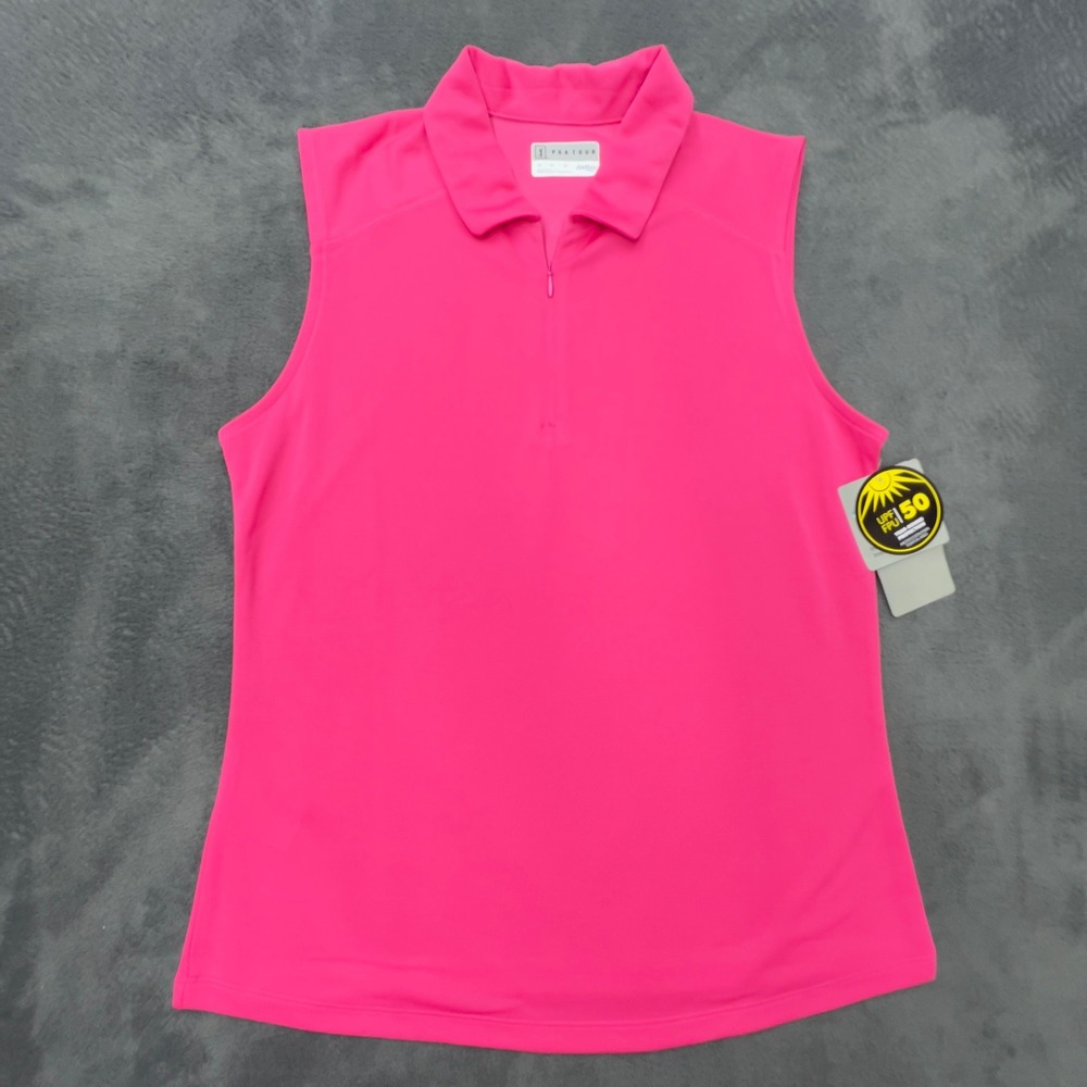 PGA TOUR Women's Pink Sleeveless Golf Polo Shirt Airflux UPF 50+ Medium